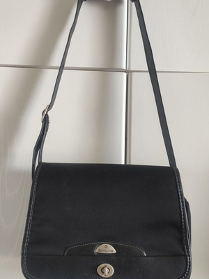 Samsonite μαύρη τσάντα ώμου μεταχειρισμένη με εξωτερική και εσωτερική τσέπη