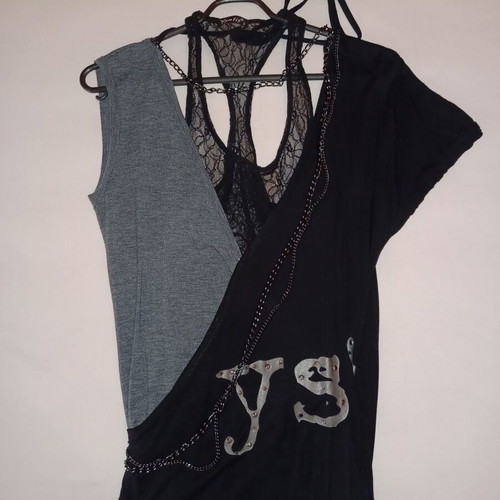 Ysatis evening tops like new, 2 pieces, size L, black and gray