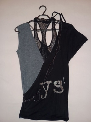 Ysatis evening tops like new, 2 pieces, size L, black and gray