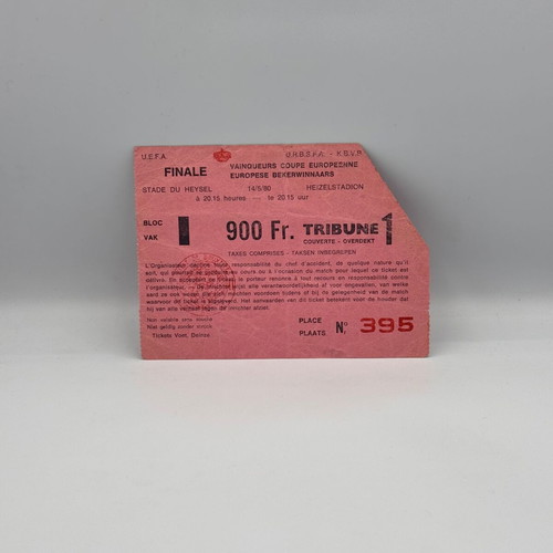Cup Winners' Cup Final Ticket 1980 Valencia vs. Arsenal used