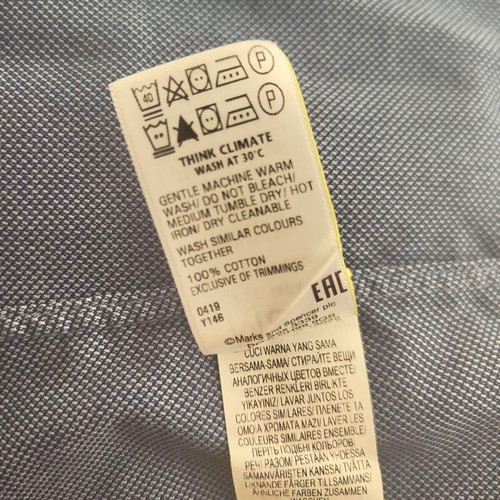 M&S Luxury Tailored men's shirt 100% cotton blue like new