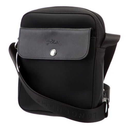 Longchamp Black Leather-Trimmed Crossbody Bag like new
