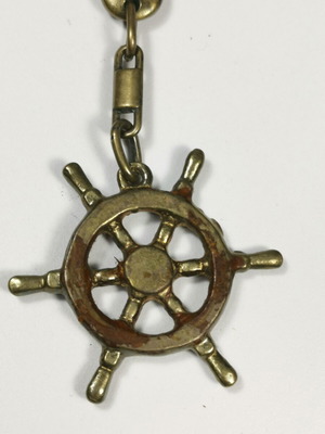 Bronze nautical ship steering wheel keychain used