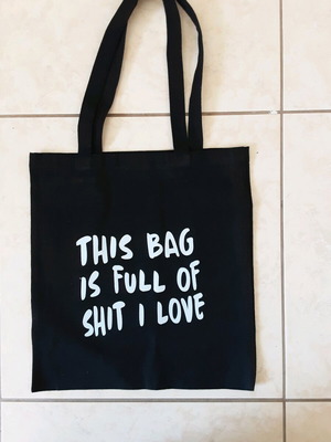 Τσάντα καμβάς σαν καινούργιο, μαύρη tote bag