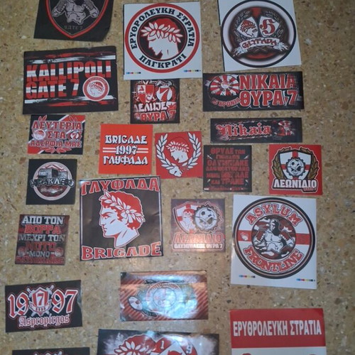 Olympiacos stickers set, like new, pack of 25