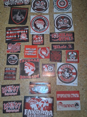 Olympiacos stickers set, like new, pack of 25