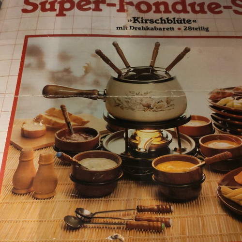 Vintage Super Fondue Set Kirschblute serving set new