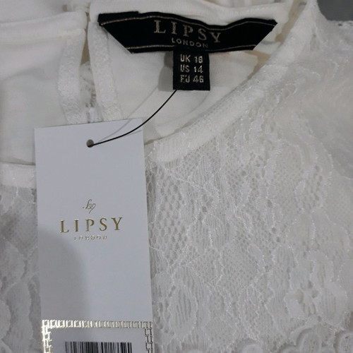 Lipsy London γυναικεία λευκή κοντομάνικη μπλούζα καινούργια, μέγεθος L