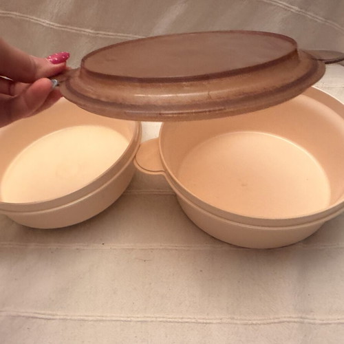 Vintage Tupperware containers used, 2 containers with 1 lid