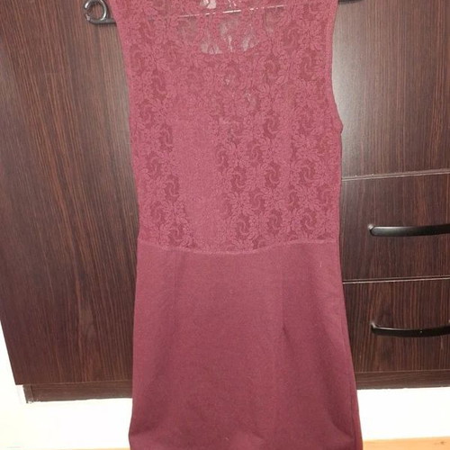 Toi&moi sleeveless dress with lace, size M, burgundy