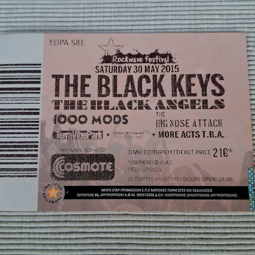 The Black Keys Rock Wave Festival 2015 concert ticket used