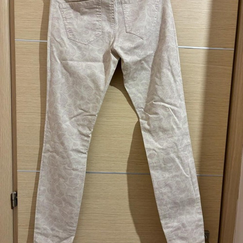 Fitted pants with paisley used, beige, size XS
