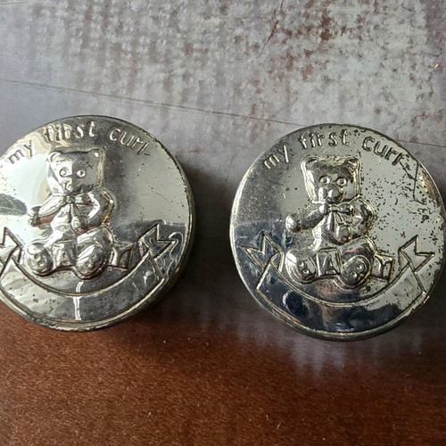 Vintage metal My first curl decorative cases set of 2 like new