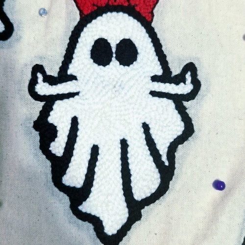 Handmade shoulder tote bag with three ghosts, cotton, new