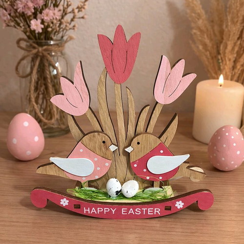 Wooden Easter decoration Happy Easter new