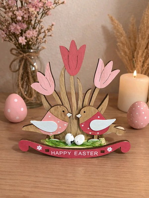 Wooden Easter decoration Happy Easter new