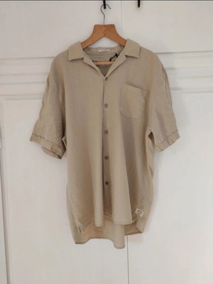 Funky Buddha men's linen shirt new, beige, XXL