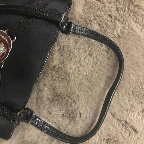 Gucci Interlocking Mini Clutch Bag Silk and Leather Black New