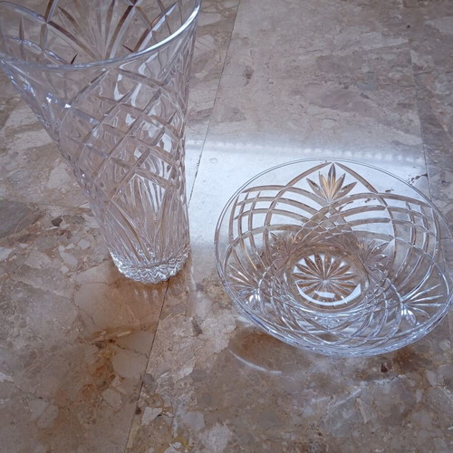 Crystal vase and decorative bowl Melodia by RCR Cristalleria Italiana, like new