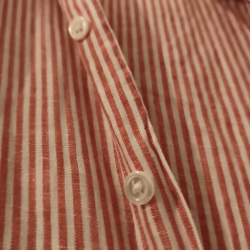 Linen dress shirt with red and white stripes Ralph Lauren like new, size L
