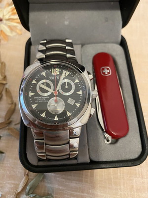 Buler ρολόι chronograph με μαχαιράκι Swiss σε άριστη κατάσταση