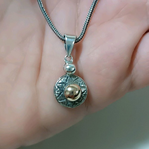 Byzantine pendant silver 925 and 14k gold new