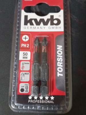 Kwb Torsion PH2 Screwdriver Bits Set of 2, 50mm, new