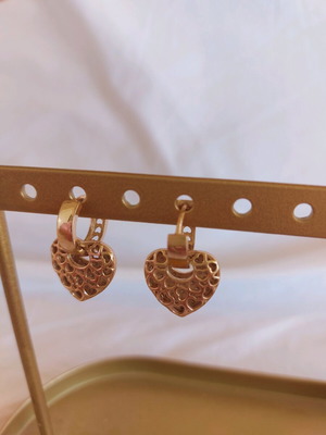 Apefthon stainless steel earrings like new, gold hearts