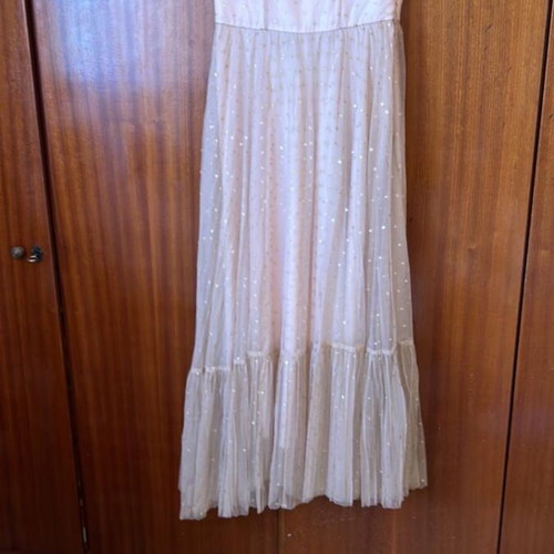 Madame Shoushou pink tulle dress like new with golden details
