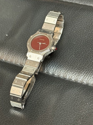 Cartier Santos 24mm ρολόι με μπορντό καντράν spider