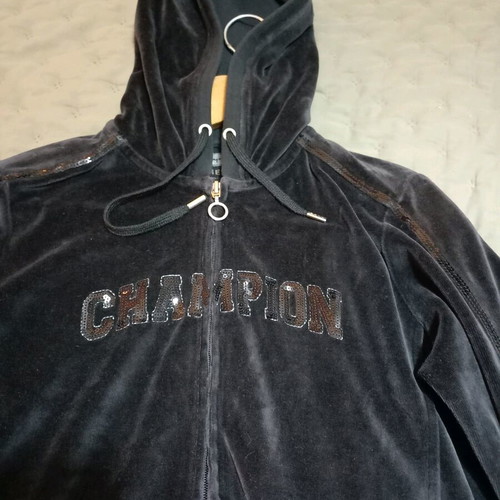 Champion jacket velour black size M/S like new, cotton