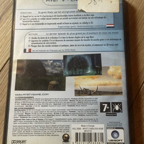 Myst V End of Ages PC game used, puzzle
