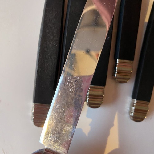 Inox German Stainless Steel Kitchen Knives Set of 6 used, black handle