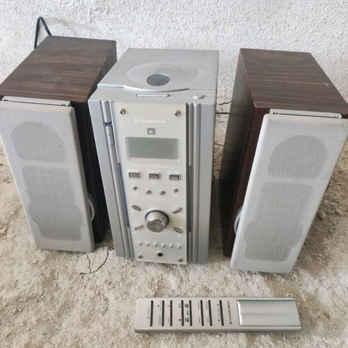 Mini stereo system used with two speakers and remote control