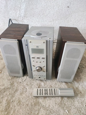 Mini stereo system used with two speakers and remote control