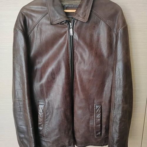 Milestone leather men's jacket used, dark brown, XXL