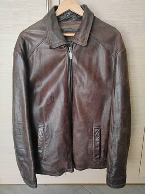 Milestone leather men's jacket used, dark brown, XXL