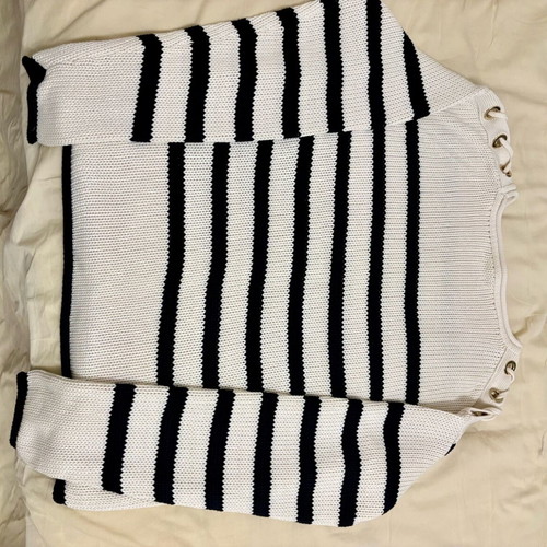 Massimo Dutti cotton sweater new, size M, white and blue