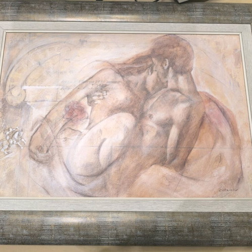 Erotic painting like new, couple, wooden 0.88x0.66