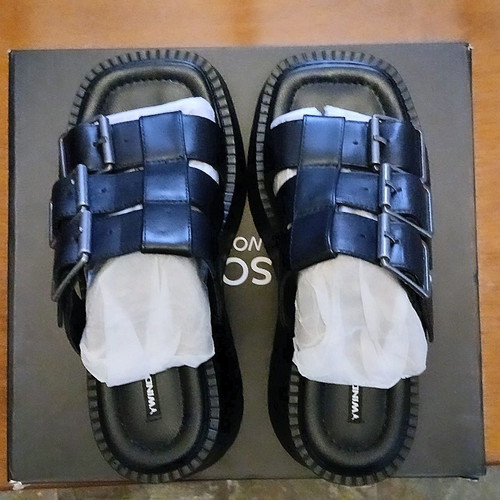 Windsor Smith Charisma platform sandals, black, size 37