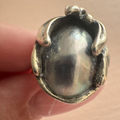 925 Silver Ring with Natural Nautilus Shell Vintage, Like New