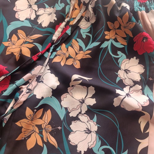 Italian wide-leg pants like new, black with flowers