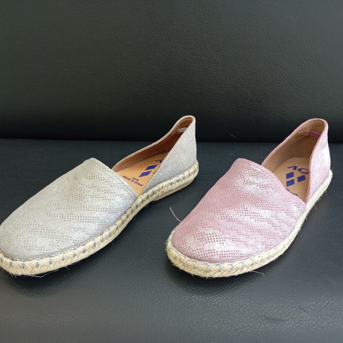 Espadrilles Ace new, genuine leather, grey and purple