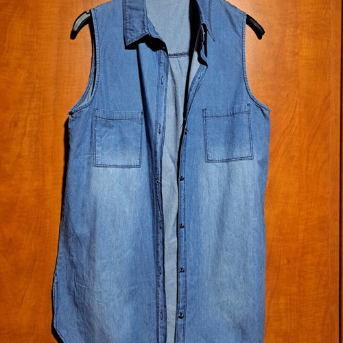 Denim sleeveless shirt like new, size S, blue