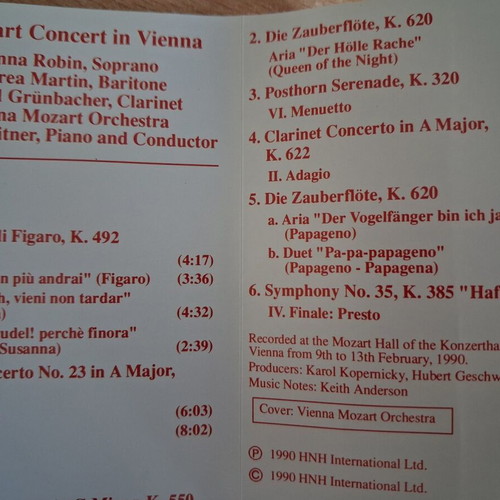 A Mozart Concert In Vienna cassette like new, classical