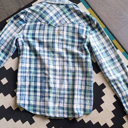 Checked shirt used blue with green, size M