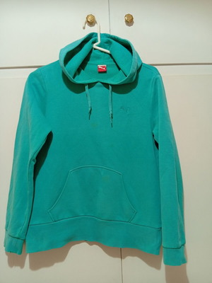 PUMA sweatshirt with hood, used, turquoise