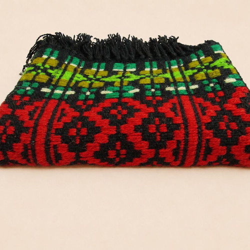 Traditional wool rug 150x67 cm with fringes vintage ethnic