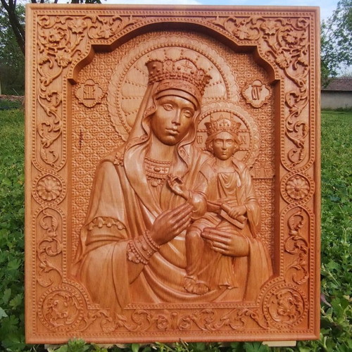 Icon of St. Mary original wood carving new