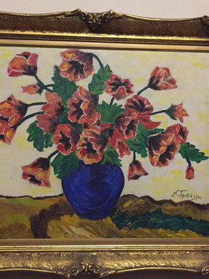 Handmade painting set with flowers and vivid colors